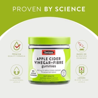Swisse Apple Cider Vinegar + Fibre Gummies อาหารเสริมแบบเคี้ยวน้ำส้มสายชูแอปเปิ้ล + ไฟเบอร์ 45 เม็ด (EXP:01 2027)