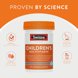 Swisse Ultivite Children's Multivitamin อาหารเสริมมัลติวิตามิน สำหรับเด็ก 120 เม็ดเคี้ยว (EXP:03 2028)