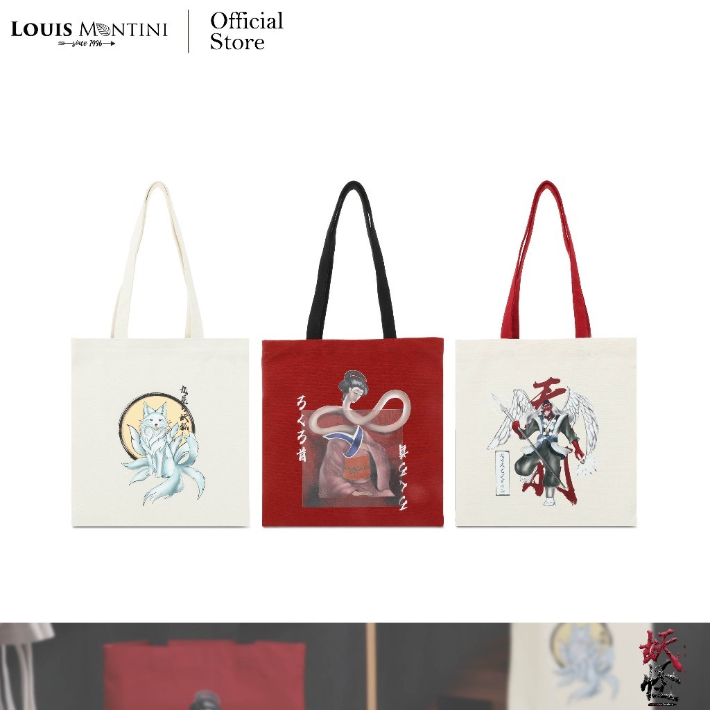 Louis Montini (YOUKAI) กระเป๋าผ้าแคนวาสกันน้ำ กระเป๋า Tote Bag CVR017