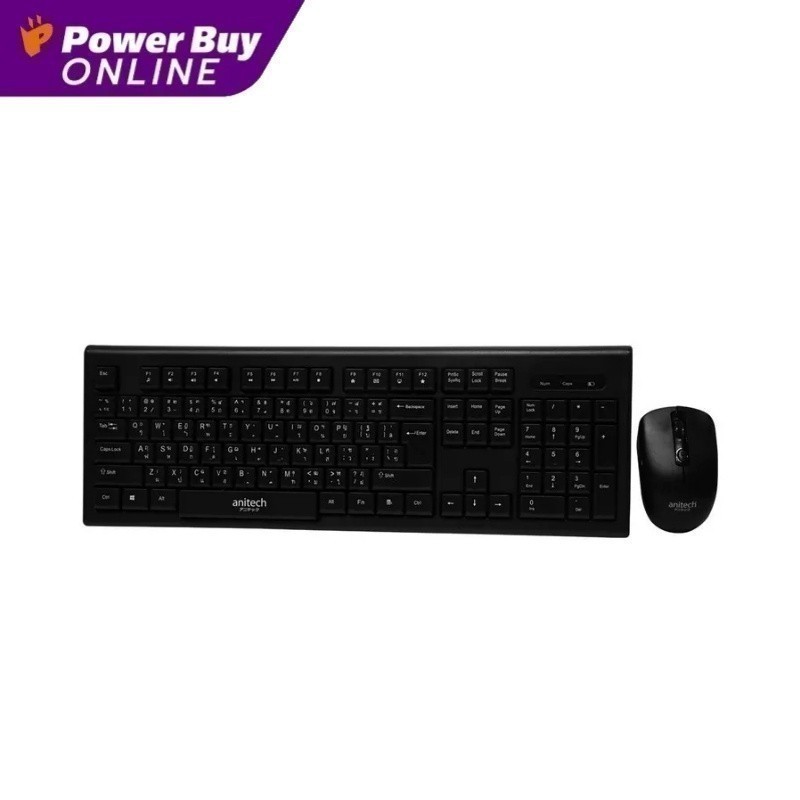 ANITECH คีย์บอร์ด+เมาส์ไร้สาย (สีดำ) รุ่น PA804 BLACK