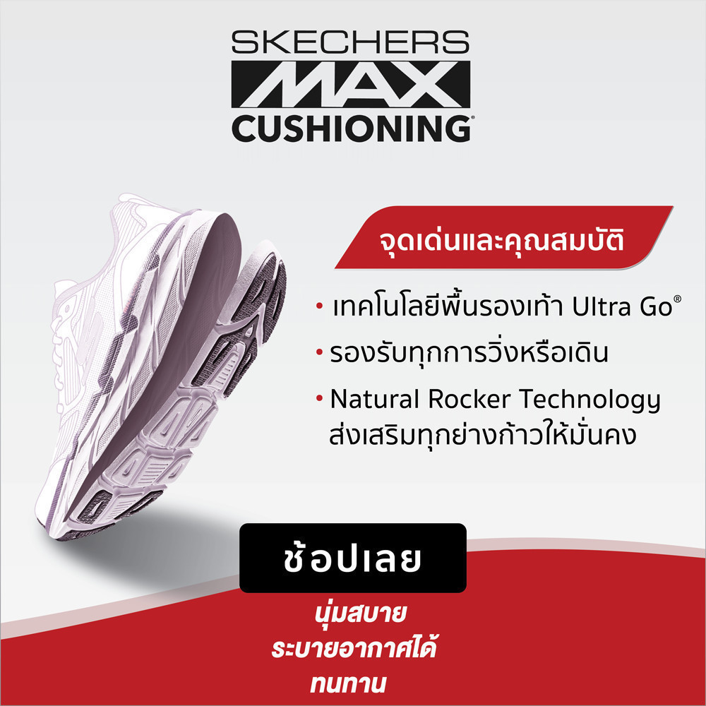 Skechers สเก็ตเชอร์ส รองเท้าผู้หญิง Women GOwalk Max Walker GOwalk Shoes - 125053-BKW - Air-Cooled Goga Mat