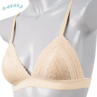 Varara เสื้อชั้นในไร้โครง LV1101 ของแท้ เสริมฟองน้ำ Pu เต้ารูปทรงสามเหลี่ยม ตกแต่งด้วย ลูกไม้ลายกราฟฟิก