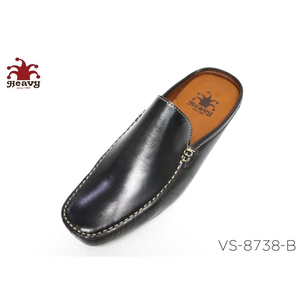 Heavy Shoes รองเท้าหนังผู้ชายแท้เปิดส้น รุ่น VS8738 มี 3 สี ดำ น้ำตาล ครีม