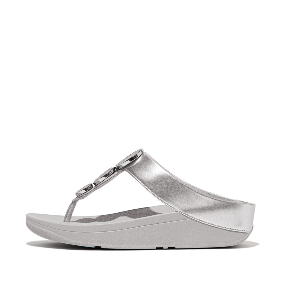 FITFLOP HALO BEAD-CIRCLE METALLIC รองเท้าแตะแบบหูหนีบผู้หญิง รุ่น HJ1-011 สี SILVER