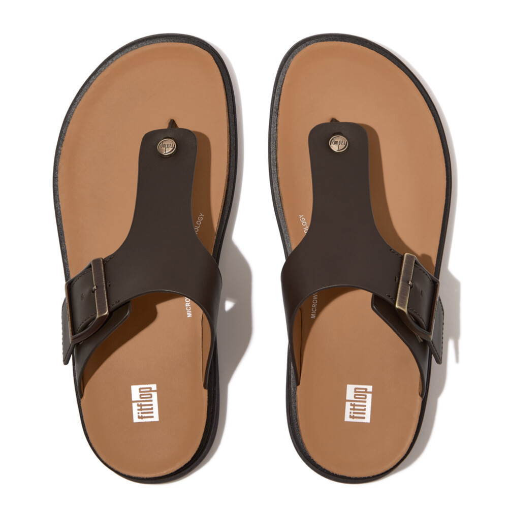 FITFLOP GEN-FF BUCKLE LEATHER TOE-POST รองเท้าแตะแบบหูหนีบผู้ชาย รุ่น GY7-167 สี CHOCOLATE BROWN