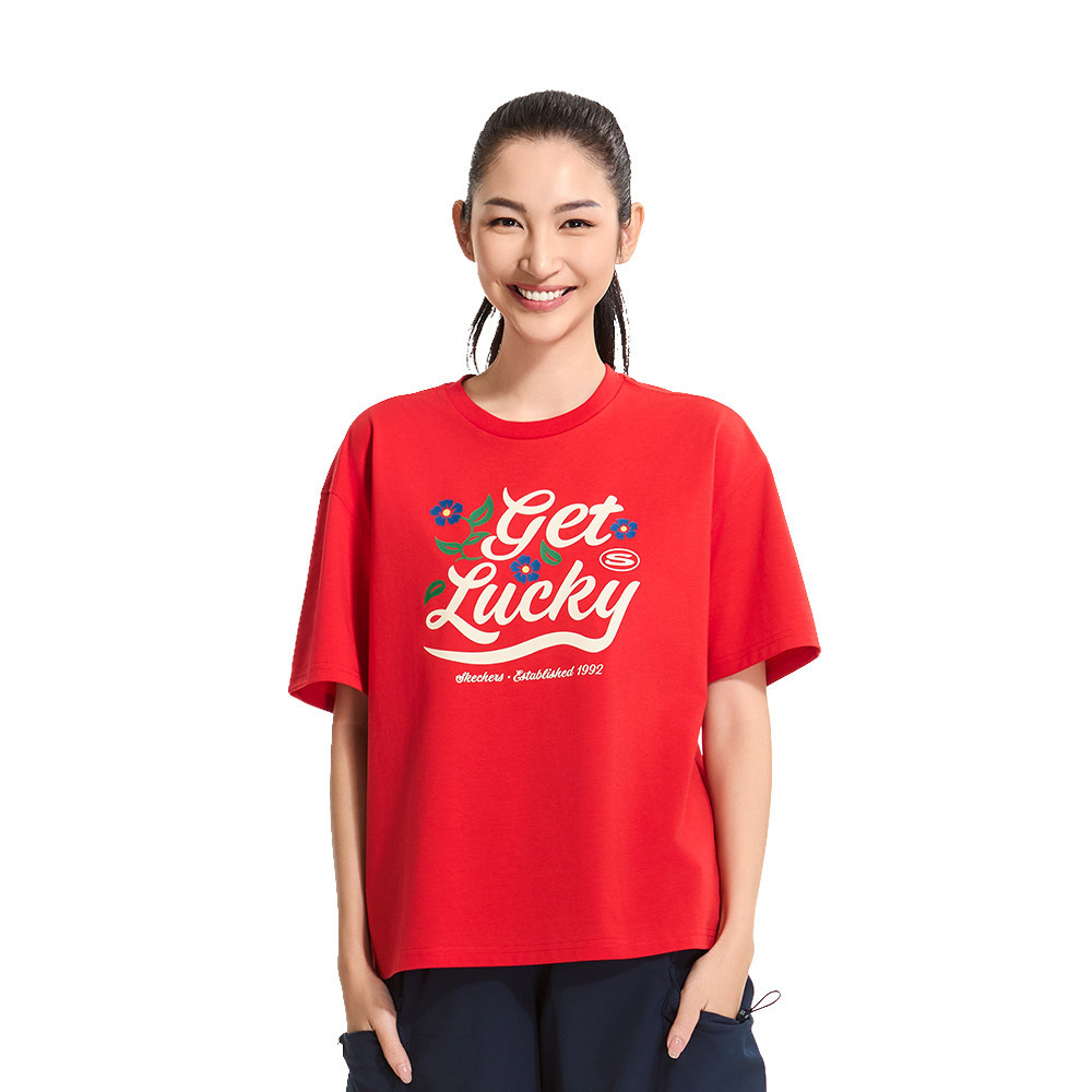 Skechers สเก็ตเชอร์ส เสื้อยืดแขนสั้นผู้หญิง Women Short Sleeve Tee Apparel - SL125W240-005G