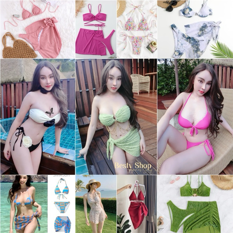 ชุดว่ายน้ำ บิกินี่ ทูพีซ สามชิ้น รวมแบบ R/W01