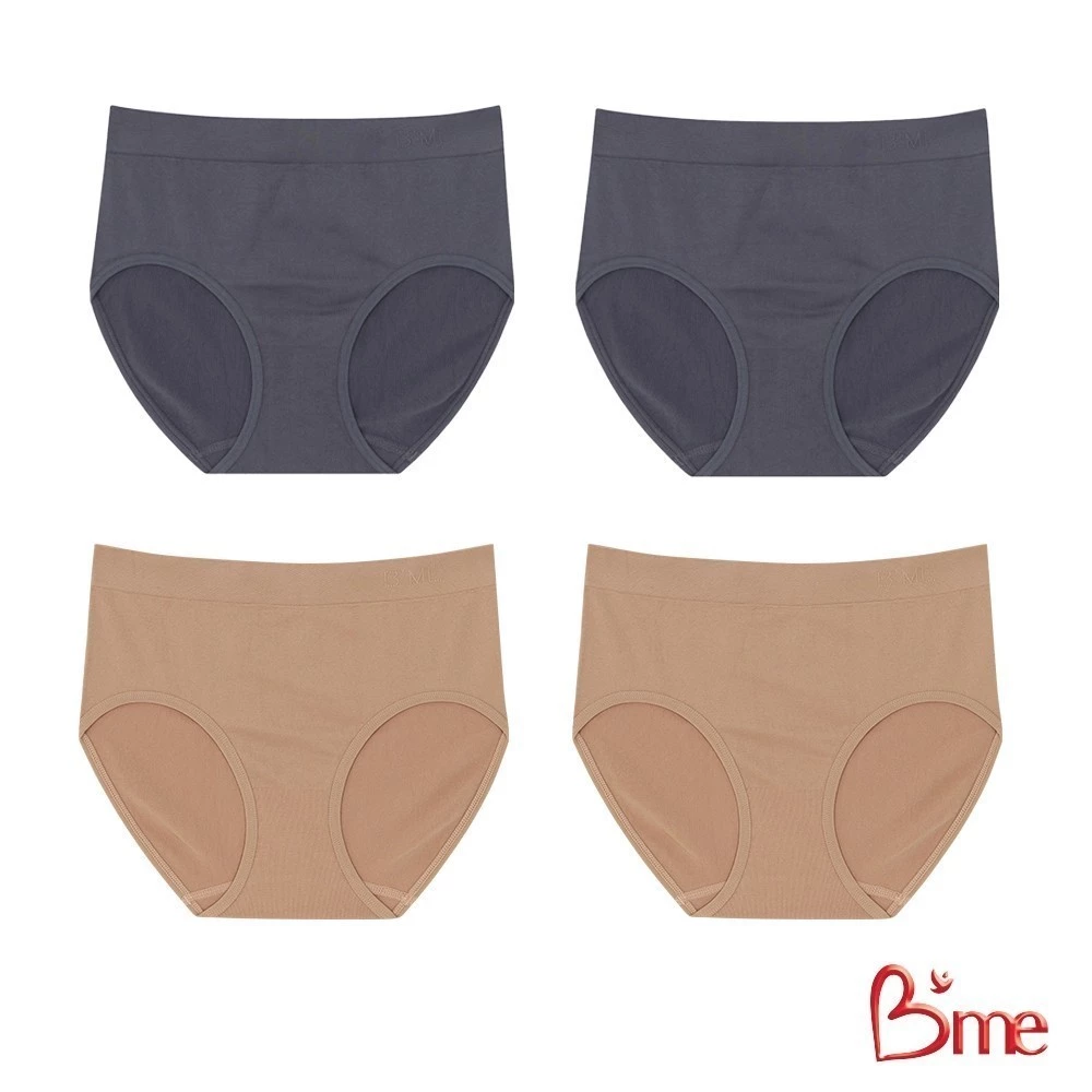 B'me กางเกงในเอวกลาง รุ่น ME7A99 (แพ็ก 4ตัว) สีโอวัลติน สีเทาเข้ม , คละสี ฟรีไซซ์ (M-XXL)