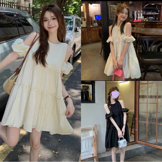 เดรสแขนตุ๊กตาทรงน่ารักมีถึงอก 45 นิ้วสาวอวบใส่ได้ (ส่งจากไทย)