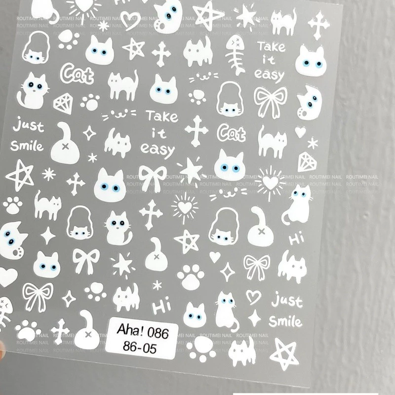สติกเกอร์ติดเล็บลายน้องแมววิบวับแผ่นละ 9 บาท สติกเกอร์ติดเล็บลายน้องแมววิบวับแผ่นละ 9 บาท