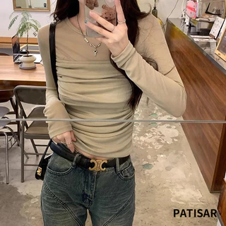 เสื้อยืดแขนยาว ผ้าตาข่าย แฟชั่นสําหรับผู้หญิง PR
