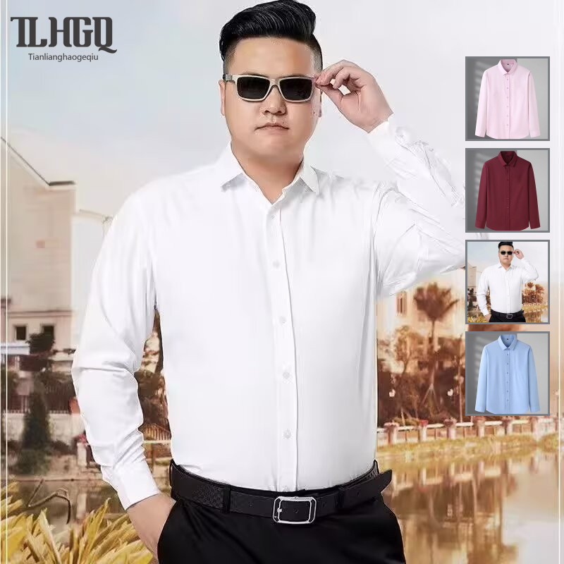 TLHGQ เสื้อเชิ้ตแขนยาวลําลอง เข้ารูป พลัสไซซ์ สไตล์นักธุรกิจ สําหรับผู้ชาย ไซซ์ M - 8XL