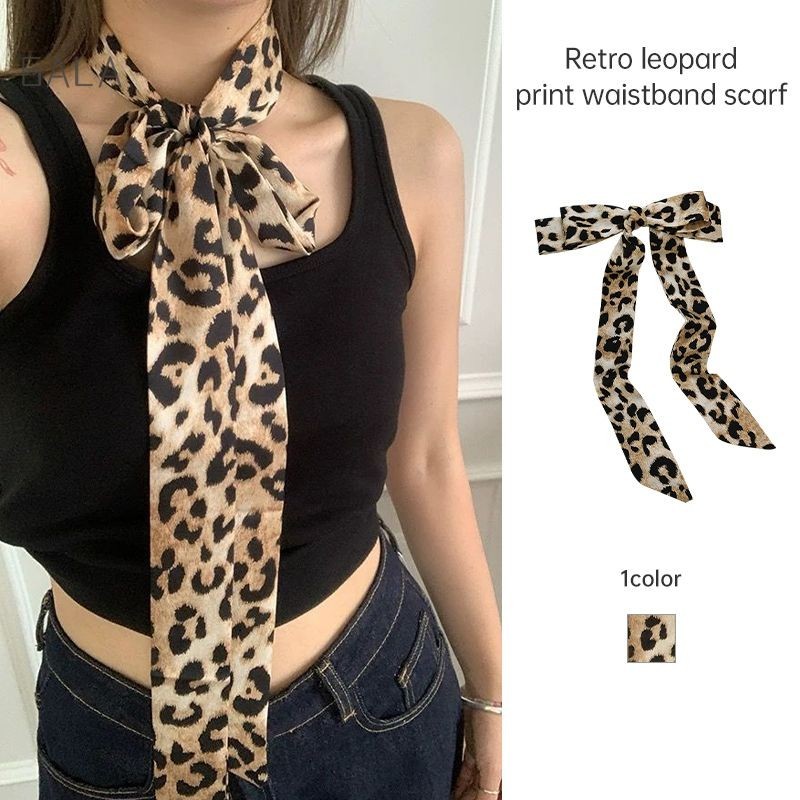 Retro Leopard พิมพ์เข็มขัดผู้หญิงอเนกประสงค์ INS เข็มขัดสไตล์อเมริกันสไตล์สาวร้อนผ้าพันคอ GA