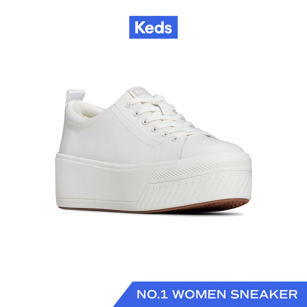 KEDS รองเท้าผ้าใบ มีส้น รุ่น SKYLER LEATHER สีขาว ( KW-SKYLER3 )