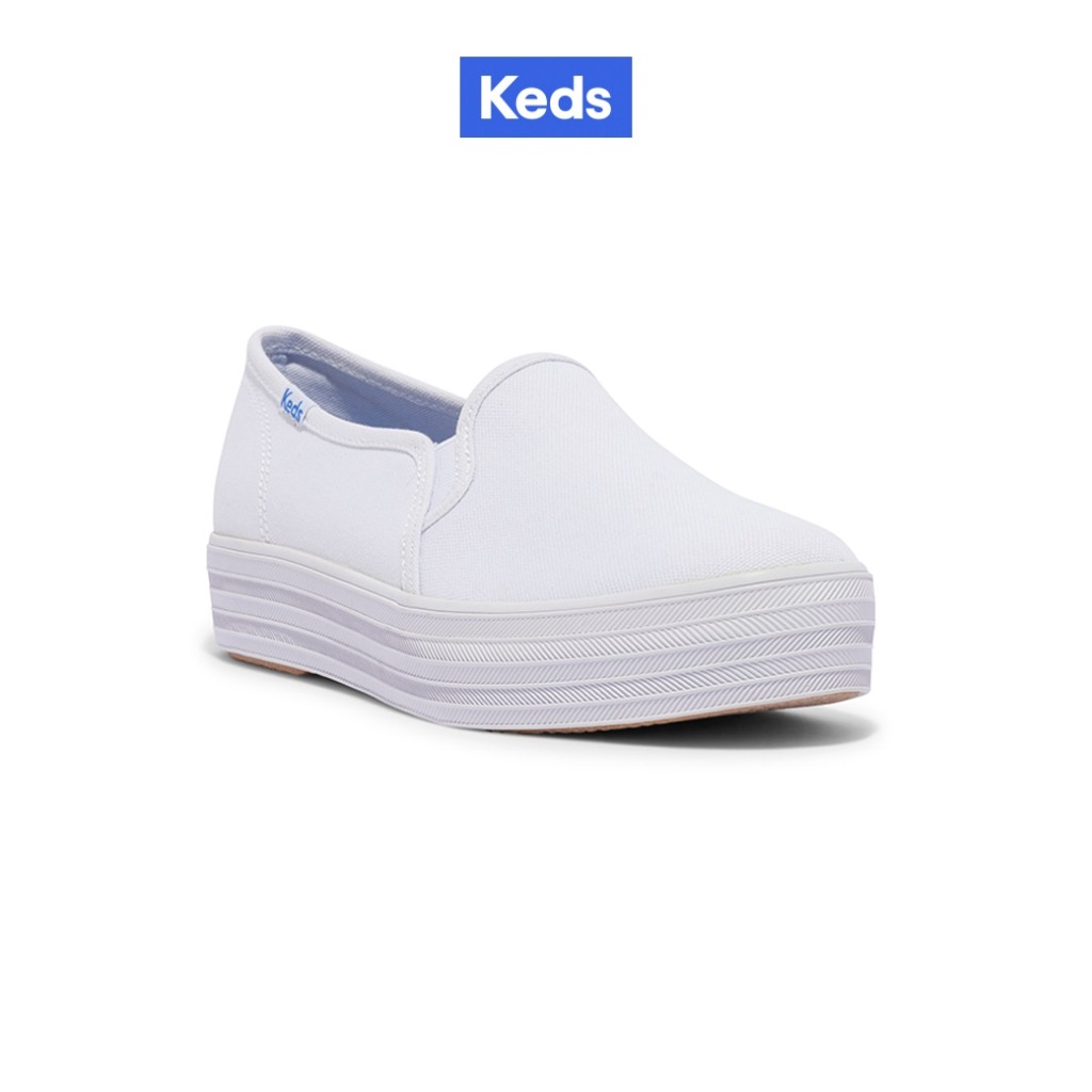 KEDS รองเท้าผ้าใบ มีส้น รุ่น TRIPLE DECKER CANVAS สีขาว ( WF67006 )