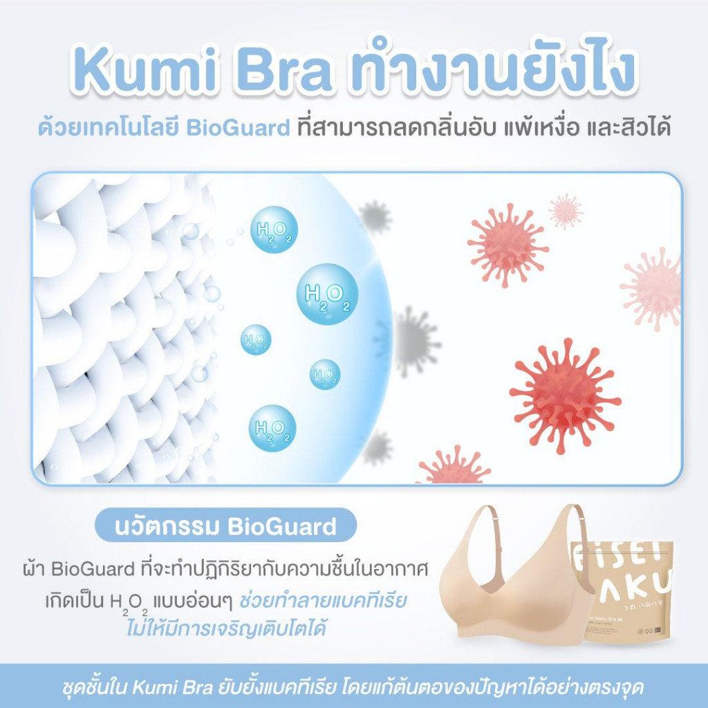 Eisei Haku Kumi Bra (แพ็ก 3 ตัว) บราคอวีลึก โครง Jelly โกยอกชิด เนินอกสวย หลังเว้าลึก มีนวัตกรรม BioGuard ลดกลิ่นอับ - รูปที่ 4