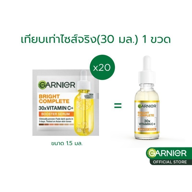 [สินค้าสมนาคุณงดจำหน่าย] Garnier วิตซีพลัส เซรั่ม ขนาดทดลอง 1.5มล. 20 ซอง (gimmick)