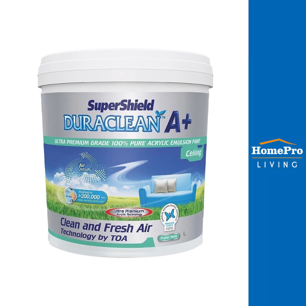 TOA สีน้ำทาฝ้า SUPERSHIELD DURACLEAN A+ #D777 ด้าน 2.5 แกลลอน