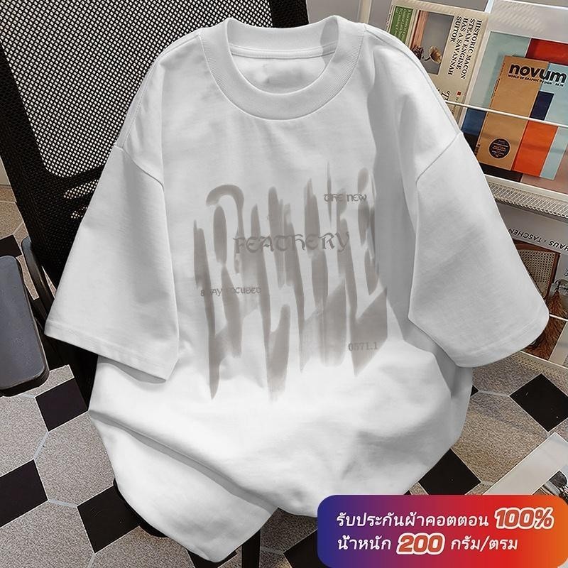 (Cotton 100%)เสื้อยืดสีดําสีขาวขนาดบวกเสื้อยืดสีขาวสีดําย้อนยุครอบคอผู้ชายผู้หญิงผ้าฝ้ายแท้ 100% ค760
