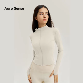 Auro Sense เสื้อรัดรูปแขนยาวออกกำลังกายเสื้อแจ็คเก็ตโยคะกันแดด แขนยาว สำหรับผู้หญิง ระบายอากาศดี ป้องกันรังสียูวี UPF50