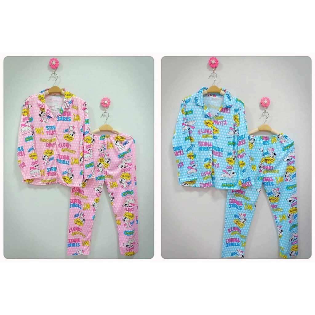 ชุดนอนน่ารัก แขนยาวขายาว สไตล์เกาหลีเนื้อผ้าคอตตอนผสมแต่นิ่มมากกก กระดุมผ่าตลอด ลายสjavascript:void(