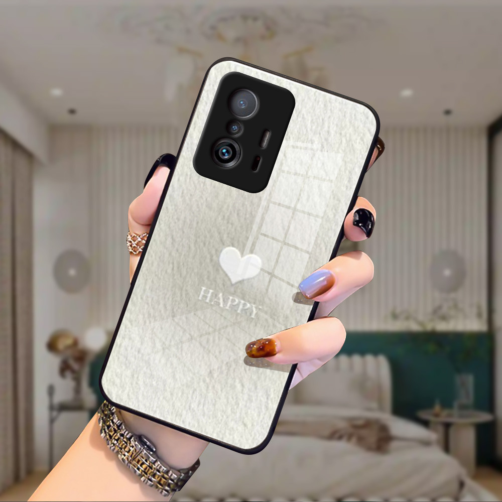 หัวใจสีขาว เคส กระจก Xiaomi Mi 11t 11T pro 10 Ultra h3f1925
