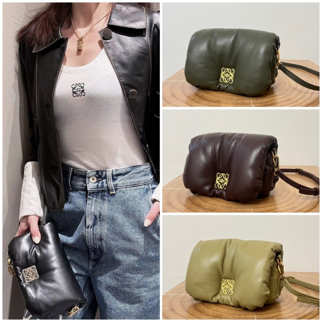 Pre order ราคา7100 Loewe โลเอเว่ 9141 Puffer Goya กระเป๋าสะพายข้าง Leather SZ20*13*6CM