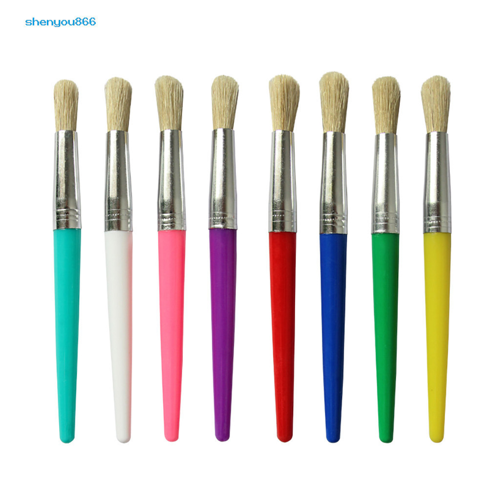 Sys-4pcs/set Kids Bristle Hair Paint Brush Oil Acrylic Painting Brushes Supplies