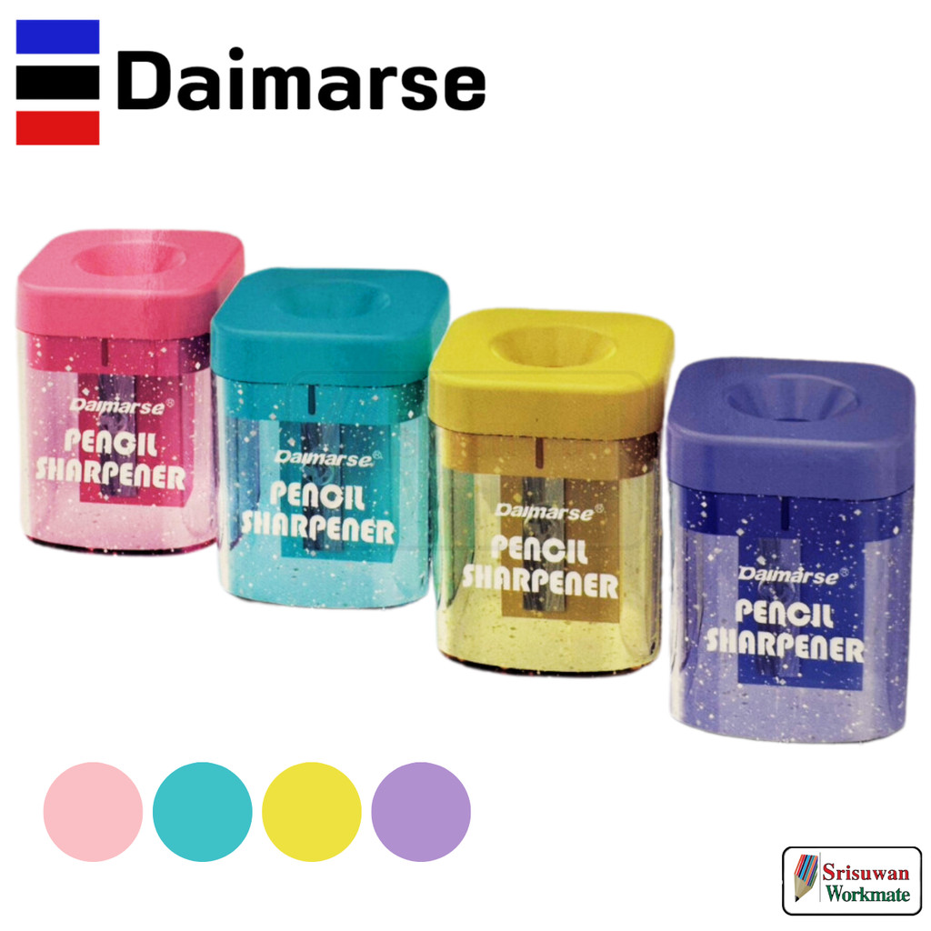 Daimarse DMS-840 คละสี 1 ชิ้น กบเหลาดินสอ พกพา สีพาสเทล ใบมีด Stainless คม แข็งแรง มีช่องเก็บขี้ดินสอ RUJI