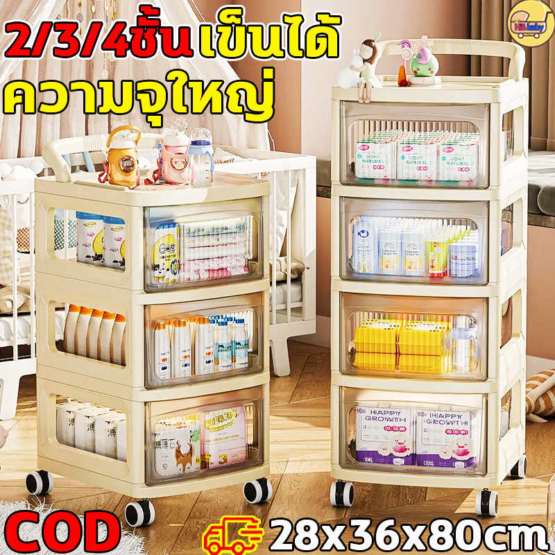 Hi&baby ชั้นเก็บของสำหรับเด็ก 2/3/4ชั้น รถเข็นเก็บของ พร้อมล้อเลื่อน เก็บของได้หลายชั้น สามารถเข็นได้ กันน้ำกันฝุ่น