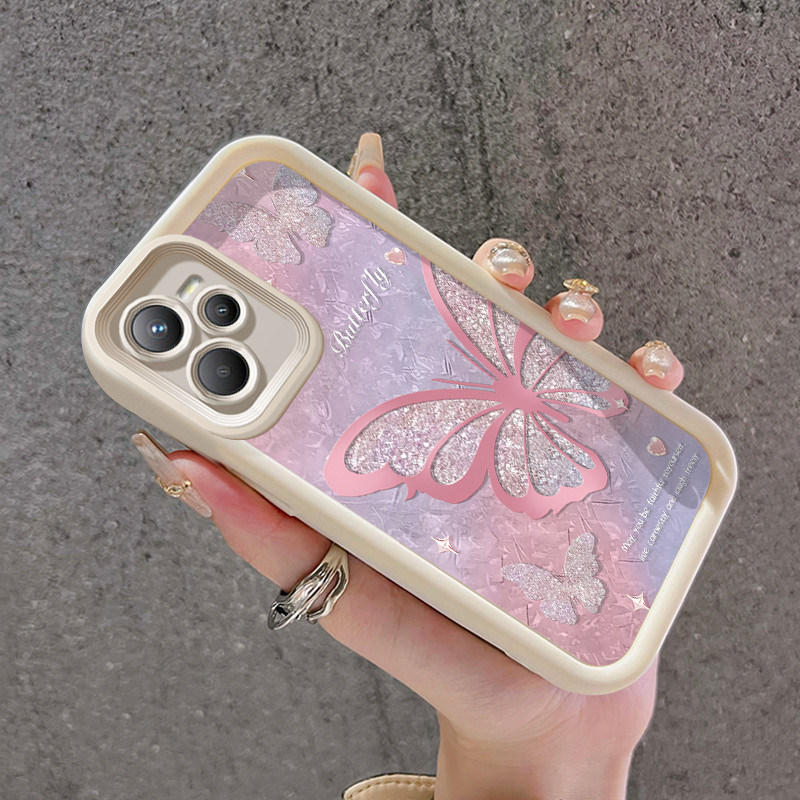 เคสสำหรับ Realme C35 Realme Narzo 50A Prime เคสโทรศัพท์ทนต่อการขีดข่วนและกันกระแทกซิลิโคนอ่อนดีไซน์สวยผีเสื้อเป็นประกาย