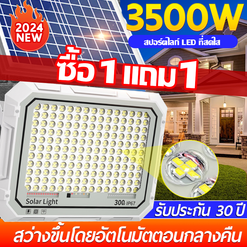 ✨ ซื้อ 1 แถม 1✨ไฟโซล่าเซลล์ โคมไฟโซล่าเซลล์ Solar Light LED โซล่าเซลล์สปอตไลท์ ไฟสปอตไลท์ ไฟโซล่าเซล โซลาร์เซลล์