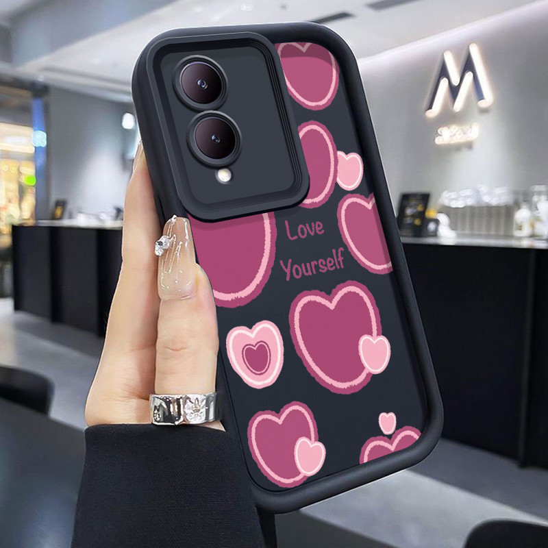 เคสสำหรับ VIVO Y17S Y36i 5G G2 5G Y28 5G เคสโทรศัพท์ที่มีการออกแบบรูปหัวใจฝาครอบป้องกันซิลิโคนดูดซับแรงกระแทกเปลือกนุ่ม