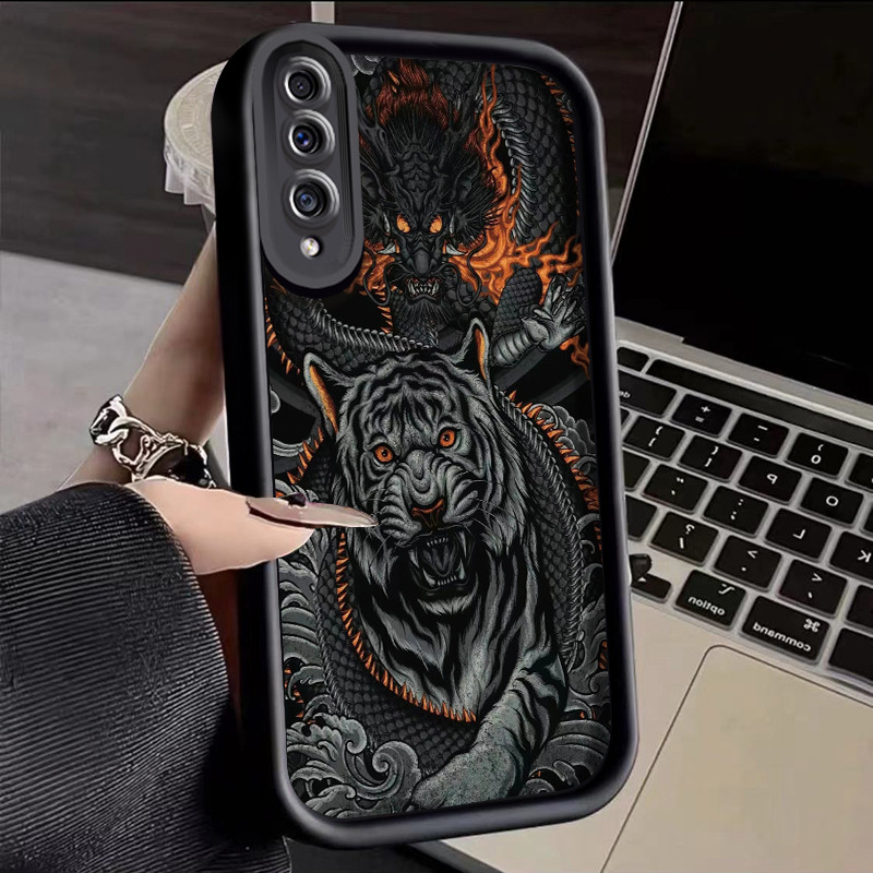 เคสสำหรับ Samsung Galaxy A50 A50s A30s เคสโทรศัพท์ซิลิโคนฝาครอบป้องกันลายมังกรและเสือ