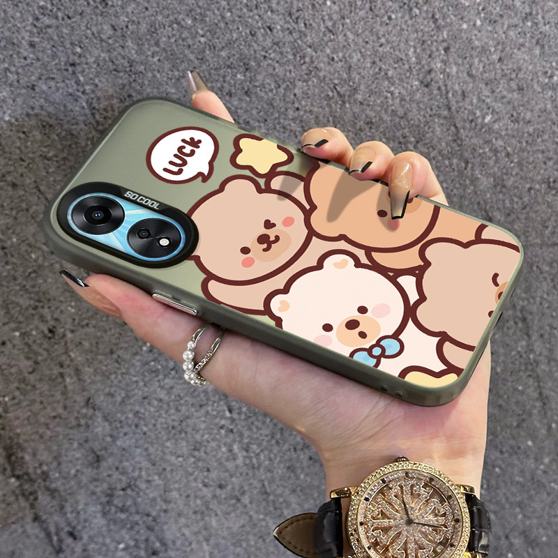 เคสสำหรับ OPPO A18 A38 A31 2020 A8 เคสโทรศัพท์หมีน้อยน่ารักเปลือกแข็งป้องกันการตกที่ซิลิโคนใส