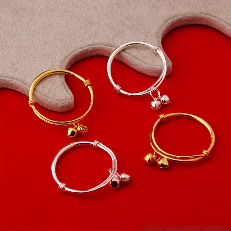 ส่งเร็ว⚡สร้อยข้อมือระดิ่งเรียบง่ายสีเงินโกลเด้นแฟชั่นปรับได้ไม่ซีดจางเด็กเงินเครื่องประดับถอดออกได้COD