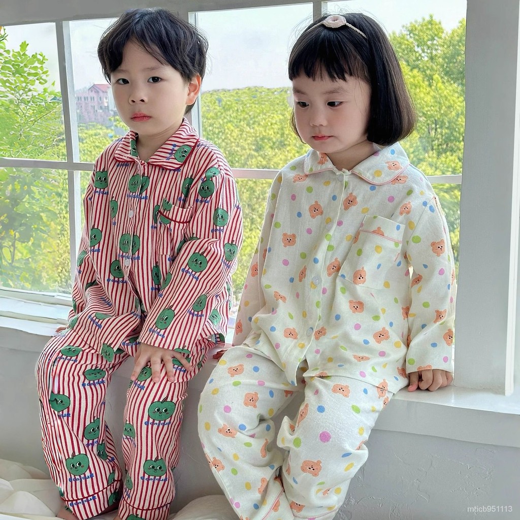 ชุดนอนเด็กแบบใหม่หนาอบอุ่นเกาหลีน่ารักการ์ตูนสัตว์พิมพ์ลายแฟชั่นหลวมสบายๆชุดบริการที่บ้าน
