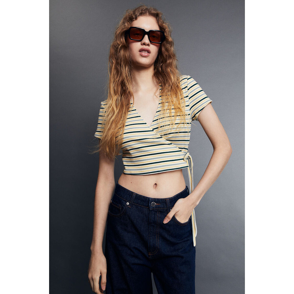 H&M Woman Wrapover ribbed top 1198481_1
