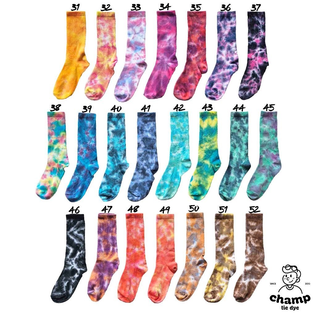 ถุงเท้ามัดย้อม ผ้าฝ้าย สตรีท แฟชั่นเกาหลี ฮิปฮอป ลายน่ารัก สเก็ตบอร์ด socks tiedye cotton unisex