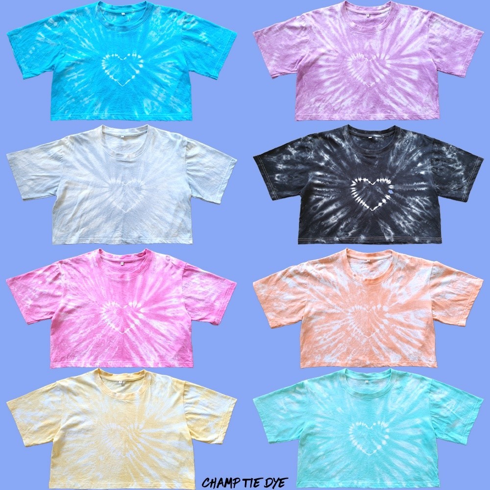 เสื้อยืดมัดย้อม ลายหัวใจ สีพาสเทล โอเวอร์ไซส์Tie Dye Heart Pastel Oversized T-shirt cotton unisex