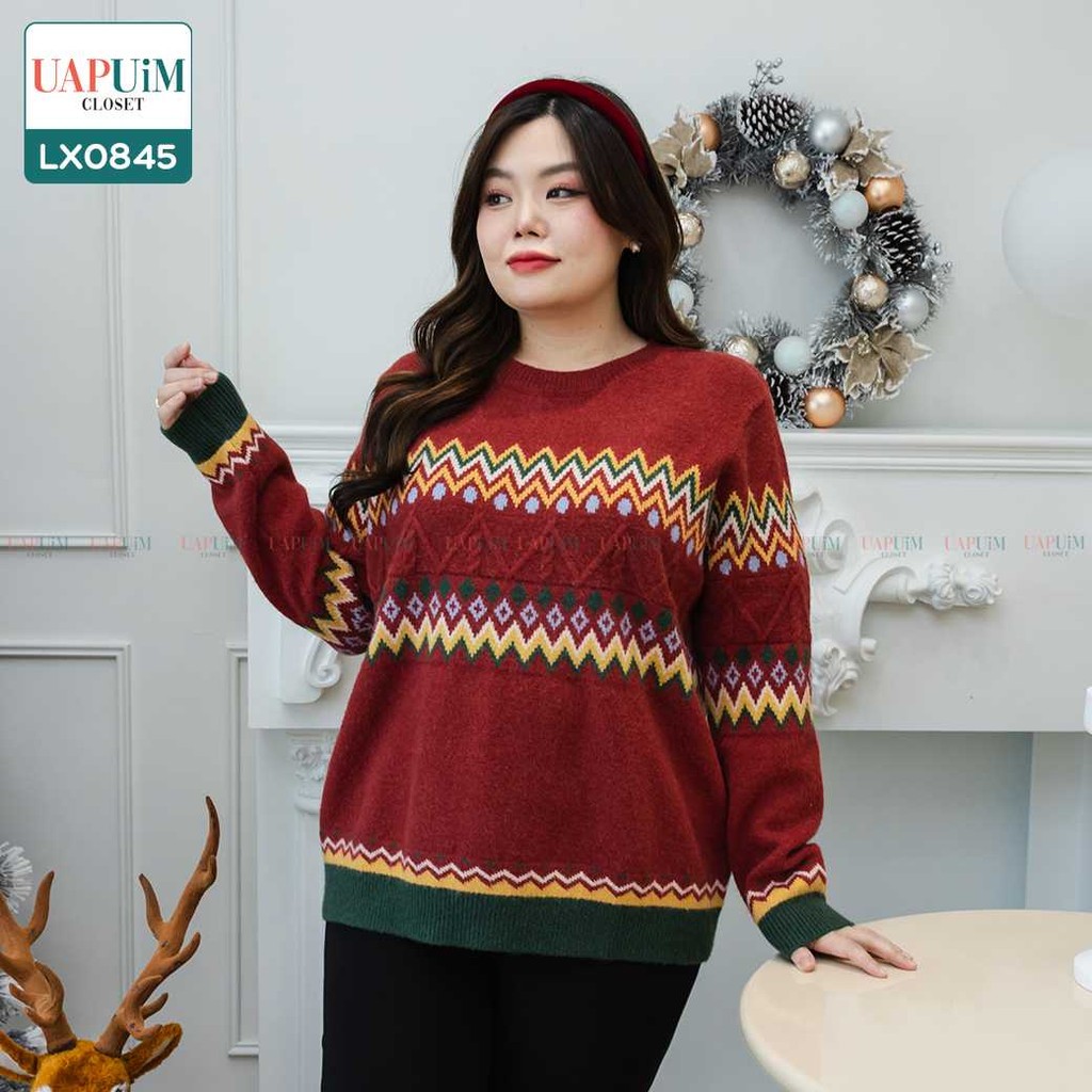 (LX0845)เสื้อกันหนาวสาวอวบเสื้อสเวตเตอร์ไหมพรมสุดอบอุ่น ต้อนรับเทศกาลคริสต์มาส กับดีไซน์น่ารักอบอุ่น