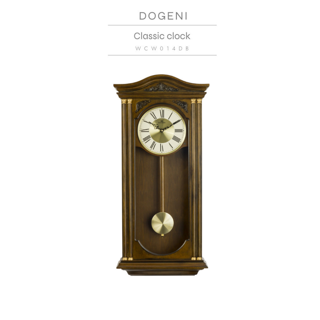 DOGENI นาฬิกาแขวนตู้ไม้ (WCW014DB) นาฬิกาแขวนไม้ โบราณ พร้อมเสียงดนตรี ดีไซน์วินเทจ