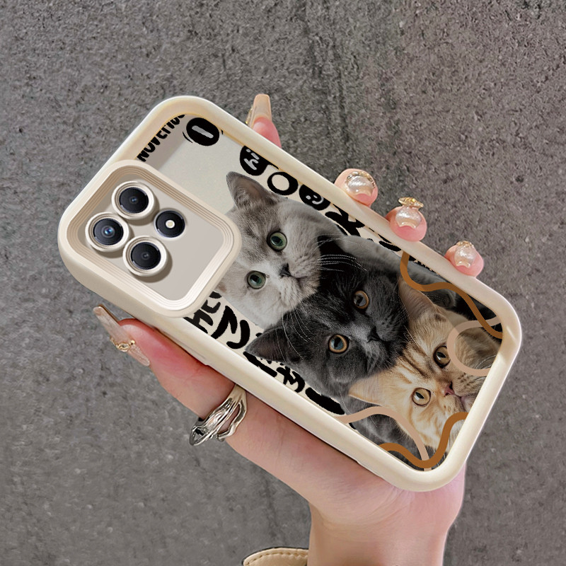 เคสสำหรับ Realme 8i Realme Narzo 50 4G เคสกล้องจริงเคสมือถือลายแมวปลอกซิลิโคนแบบนิ่มดูดซับแรงกระแทก