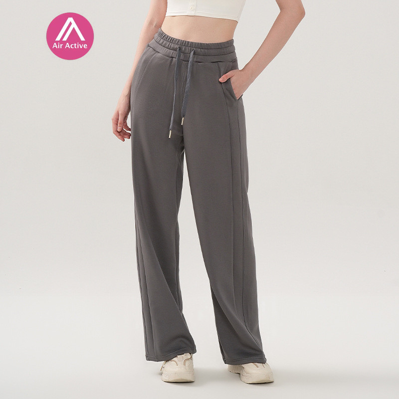 Casual Sports Pants wide Leg Side Pockets Drawstring Waist
