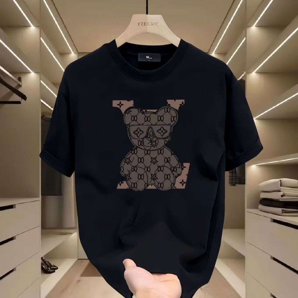 COD เสื้อผ้าผู้ชาย เสื้อยืดโอเวอร์ไซส์ ผ้า ไม่ต้องรีด พิมพ์ลาย