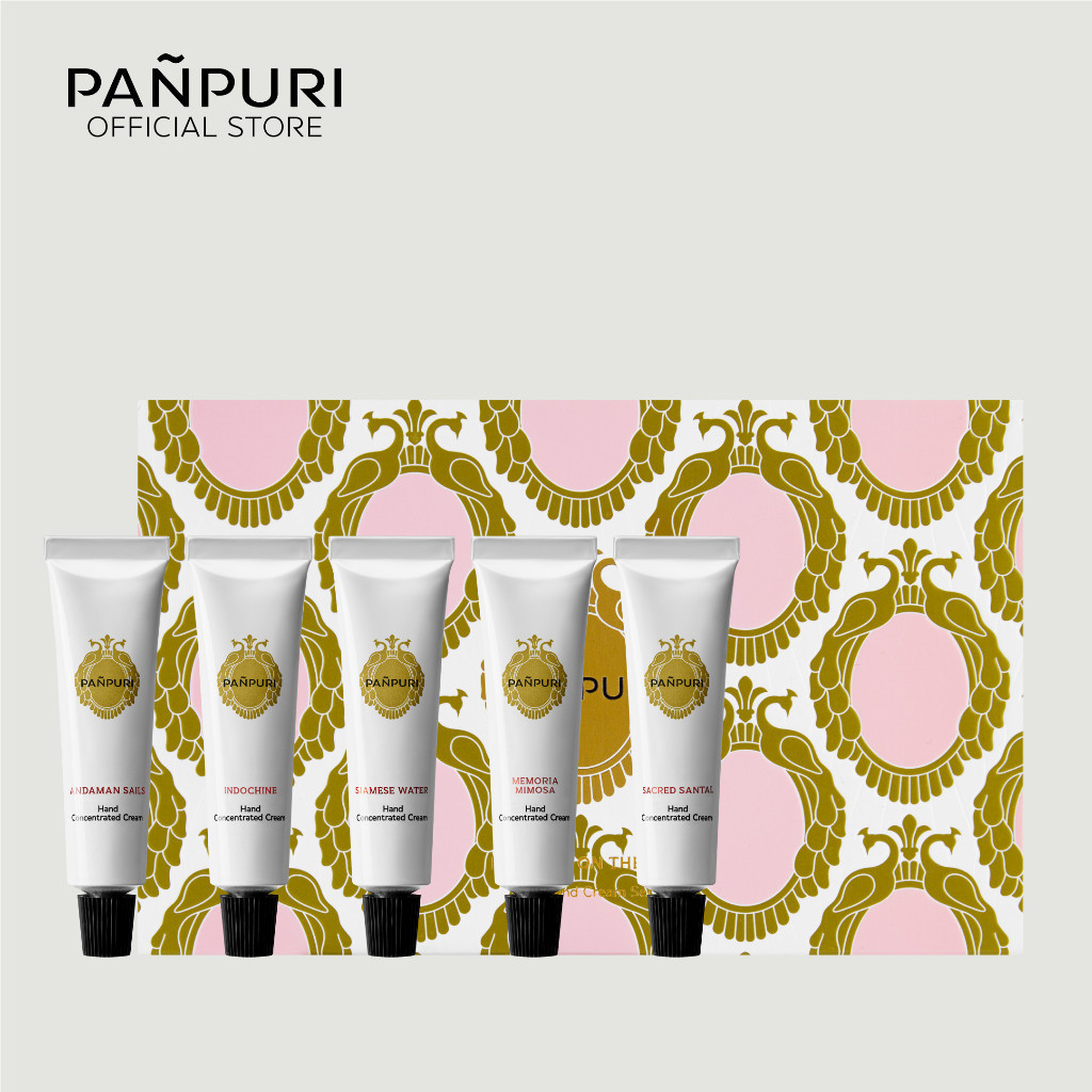 PANPURI NOURISH ON THE GO MINI HAND CREAM SET ปัญญ์ปุริ เซตครีมบำรุงผิวมือขนาดพกพา พร้อมกลิ่นหอม 5 ก