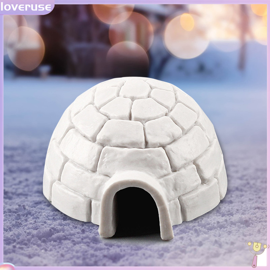 Loveruse 3 ชิ้น Igloo โมเดลเหมือนจริง ตกแต่งสถาปัตยกรรมบ้านสัตว์อาร์กติก อุปกรณ์เสริมตู้ปลา