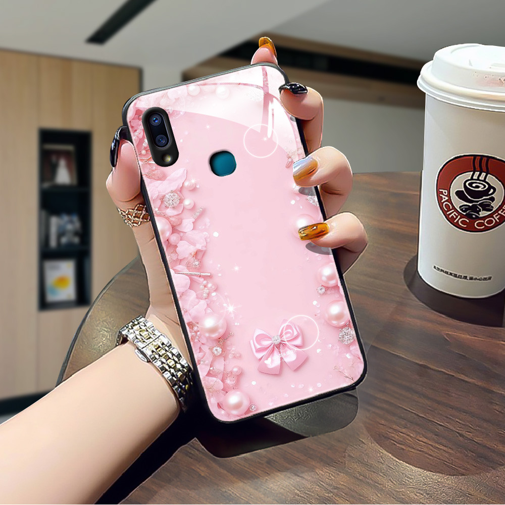ผีเสื้อสีชมพู เคส กระจก vivo v9 v23/e v21/e v20 pro v19 v15 v11i s1 pro Y20/S/A/T/i Y19 Y17 Y12/S Y15 Y11 Y15S/A h3f2139