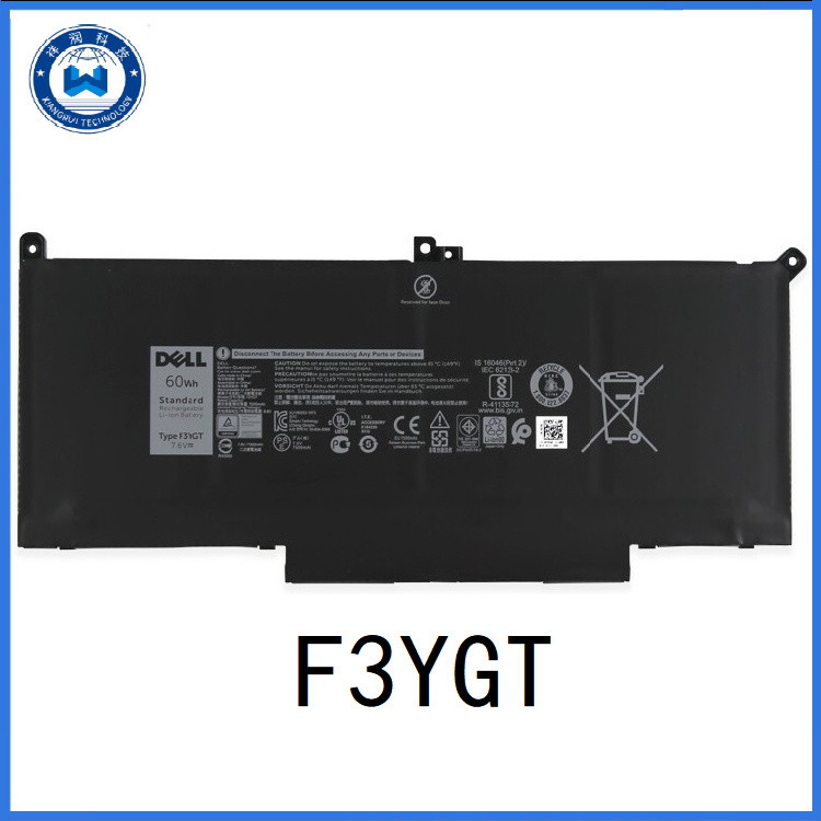 F3YGT แบตเตอรี่ E7490 Dell Latitude 7290 7380 7390 E7480 60wh