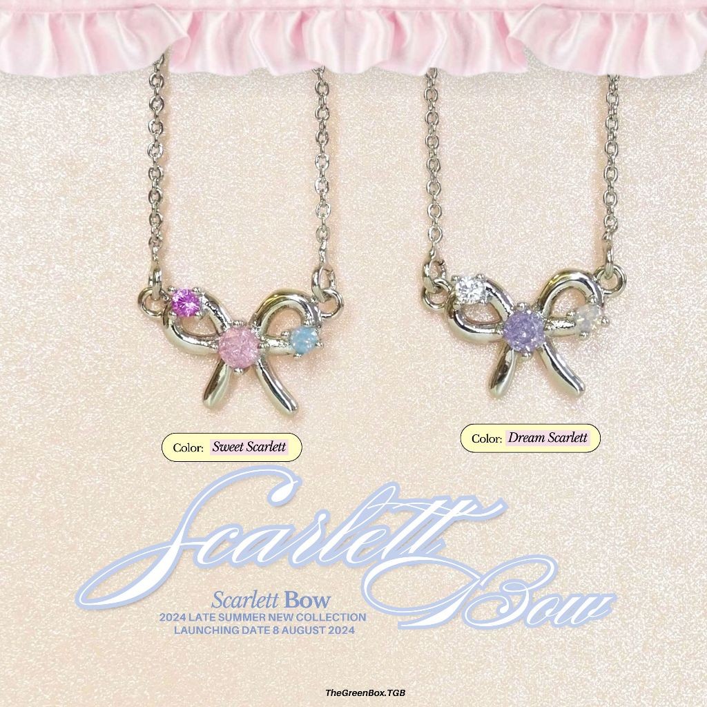 สร้อยคอ Scarlett Bow Necklace สร้อยโบว์สุดน่ารัก ปรับความยาวสายได้